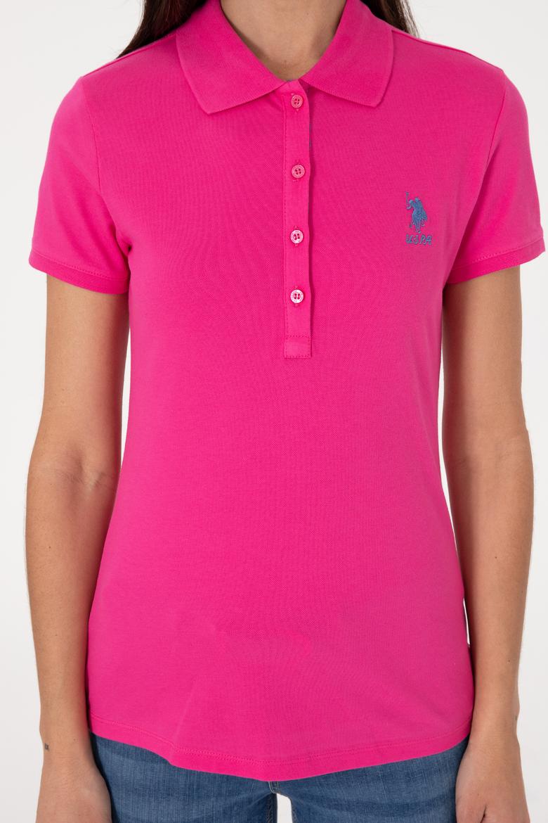 Kadın Pembe Basic Polo Yaka Tişört - 50300896256