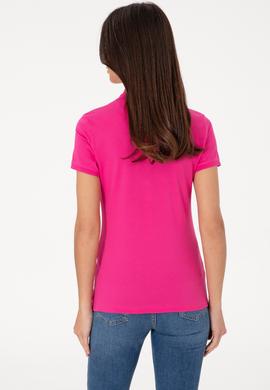 Kadın Pembe Basic Polo Yaka Tişört - 50300896256