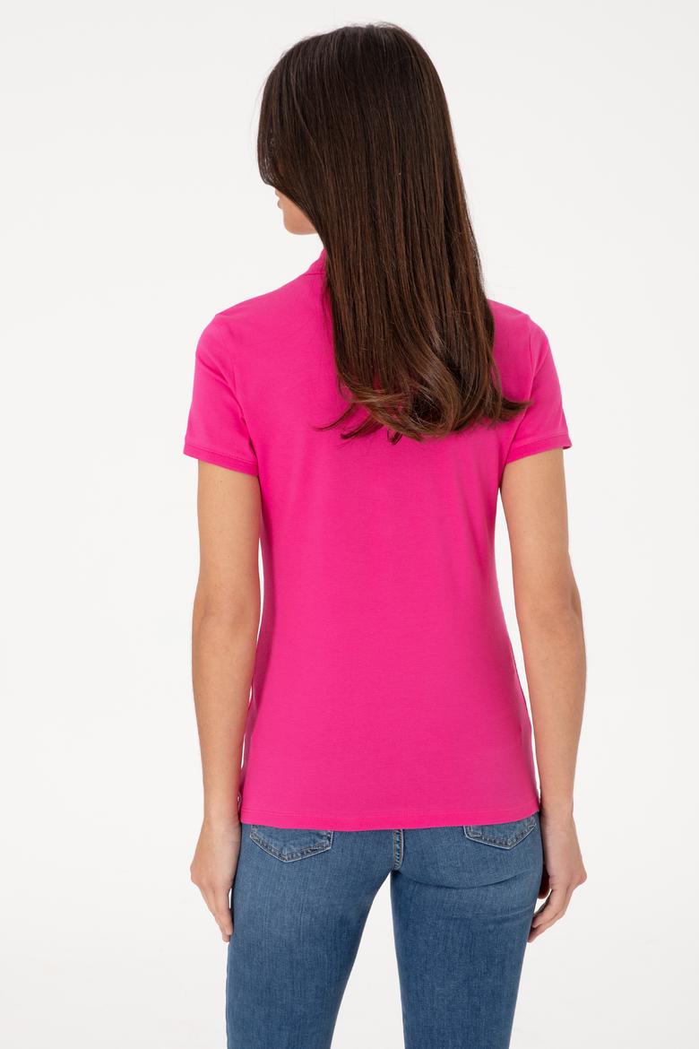 Kadın Pembe Basic Polo Yaka Tişört - 50300896256