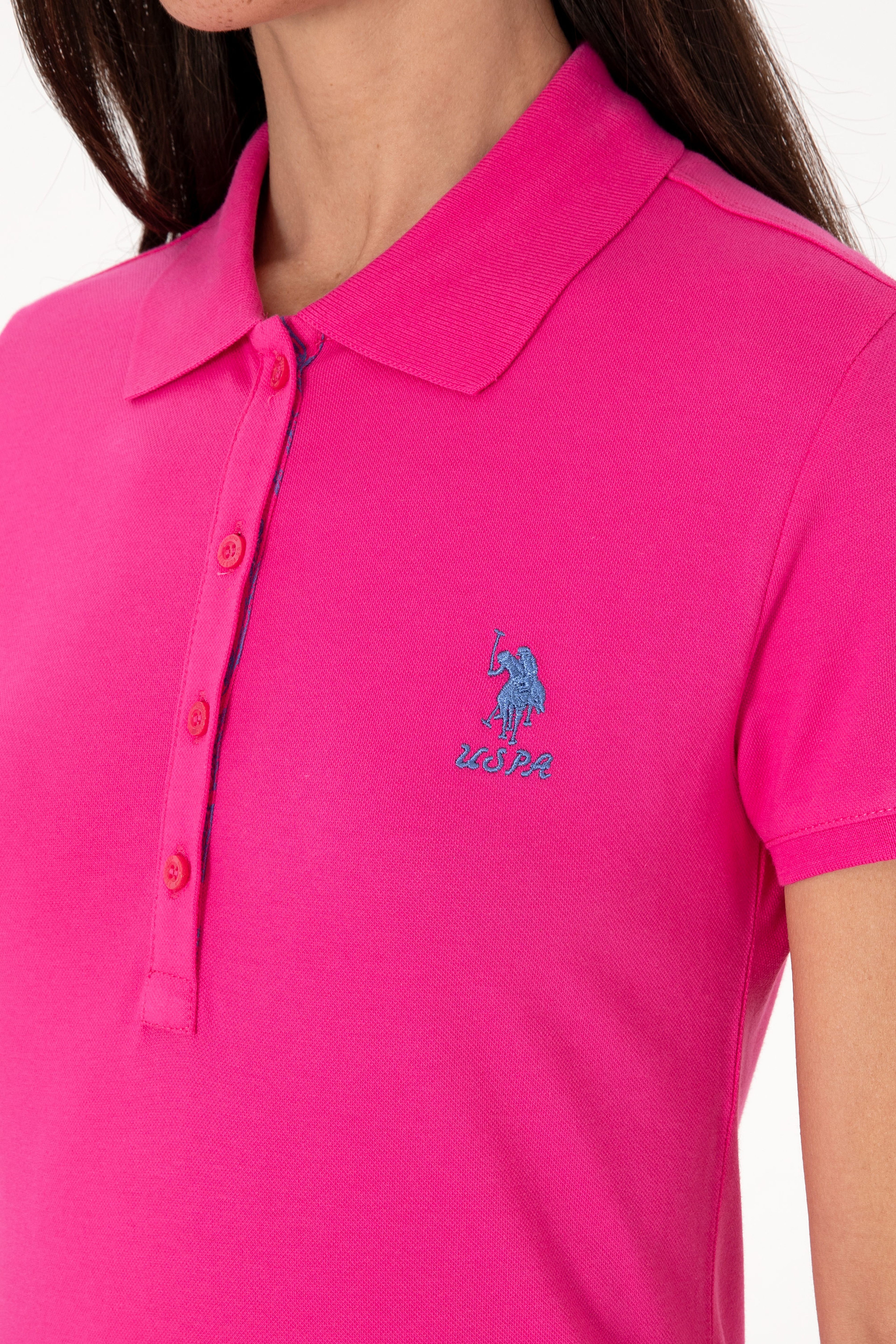 Kadın Pembe Basic Polo Yaka Tişört - Image 7