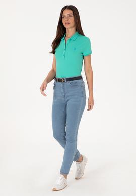 Kadın Mint Basic Polo Yaka Tişört - 50300830122