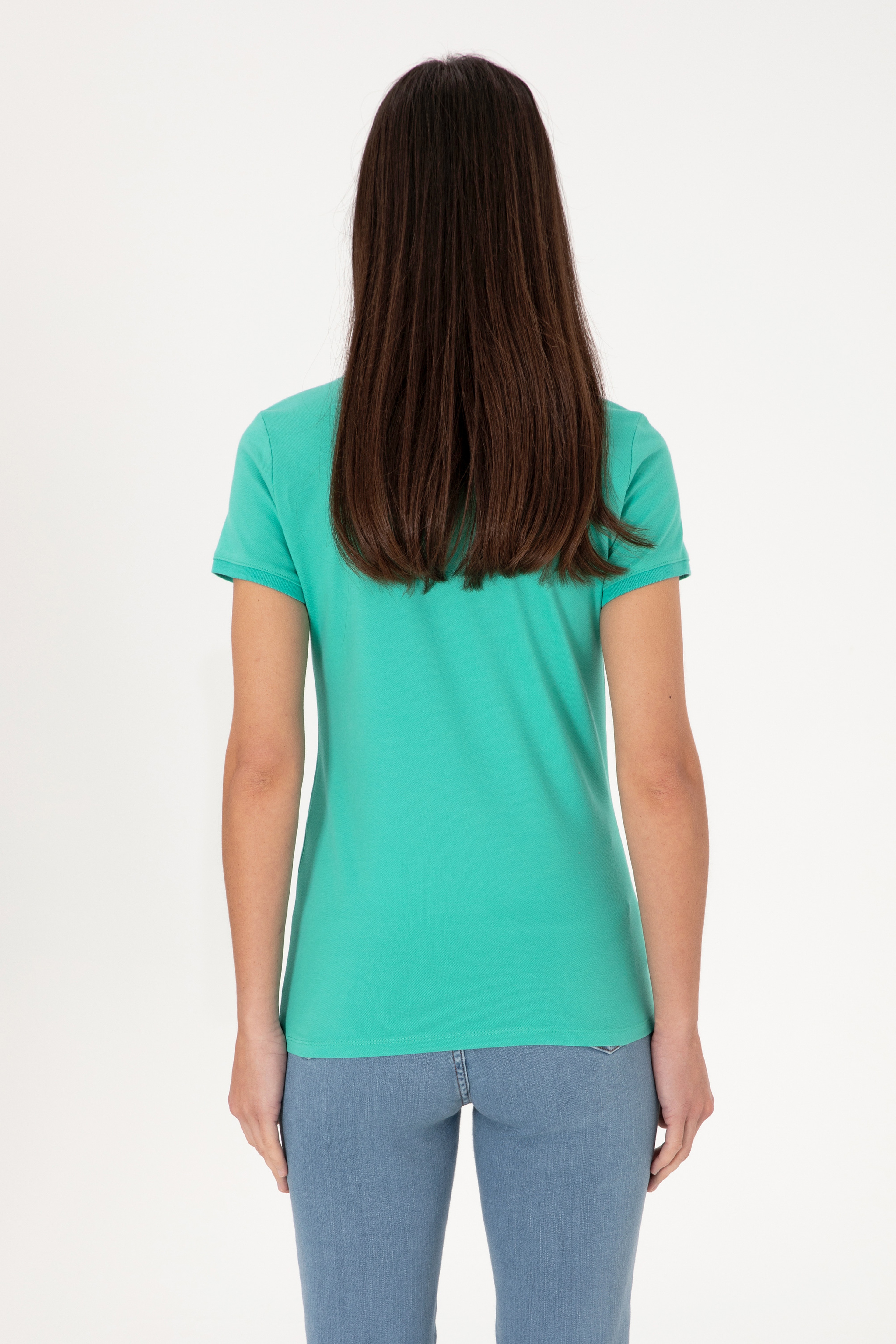 Kadın Mint Basic Polo Yaka Tişört