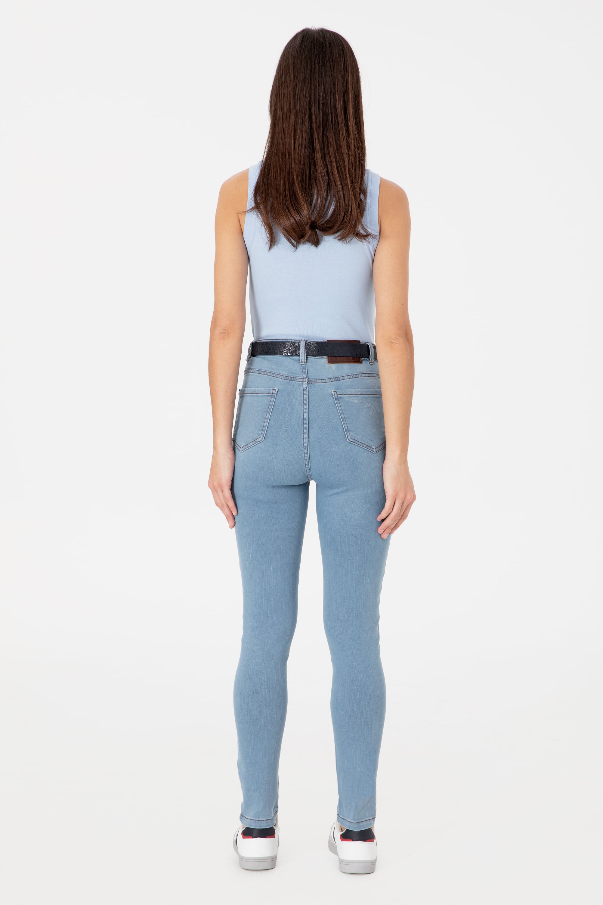 Kadın Açık Mavi Skinny High Waist Fit Pantolon - Image 4