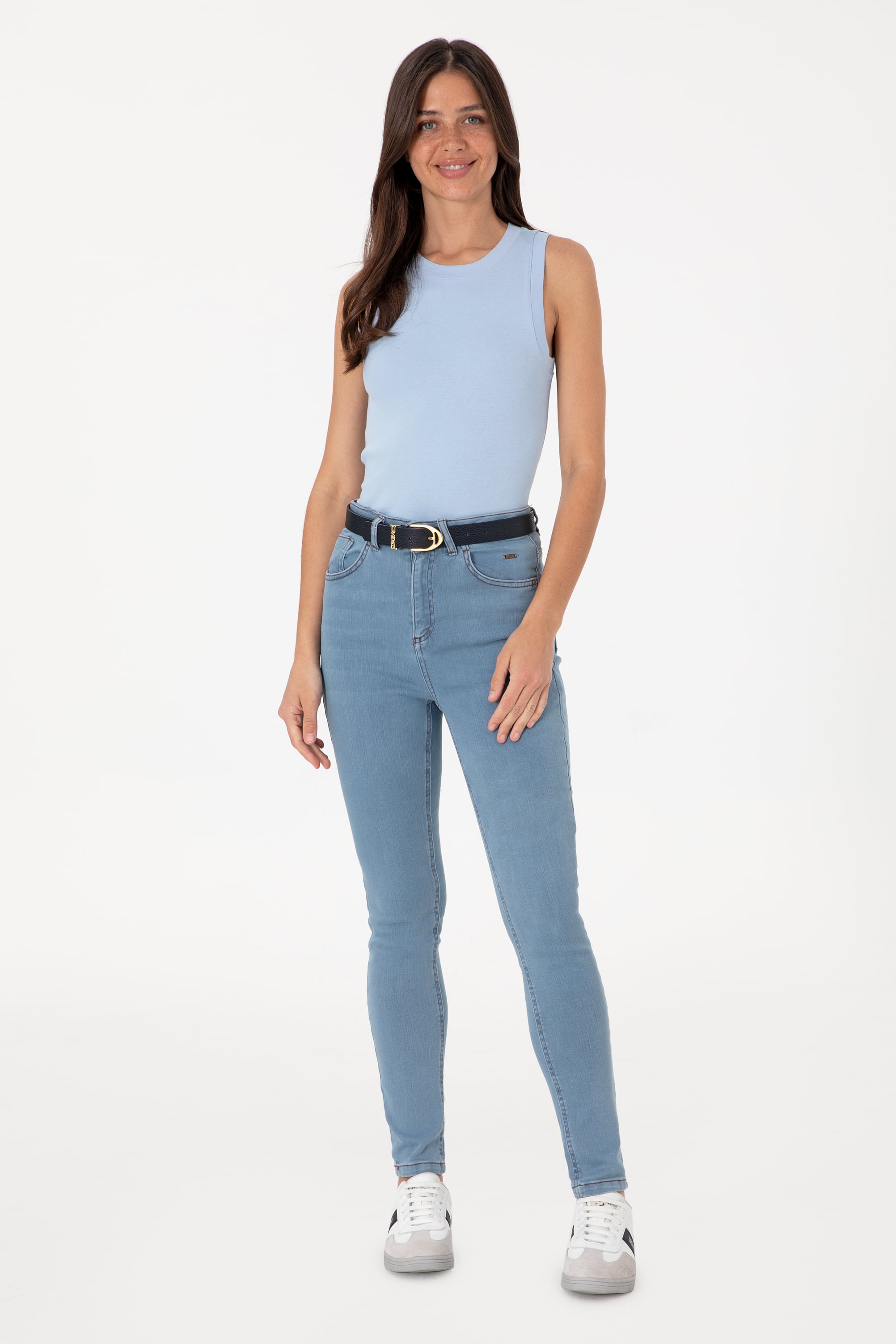 Kadın Açık Mavi Skinny High Waist Fit Pantolon - Image 3