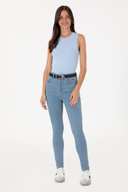 Kadın Açık Mavi Skinny High Waist Fit Pantolon