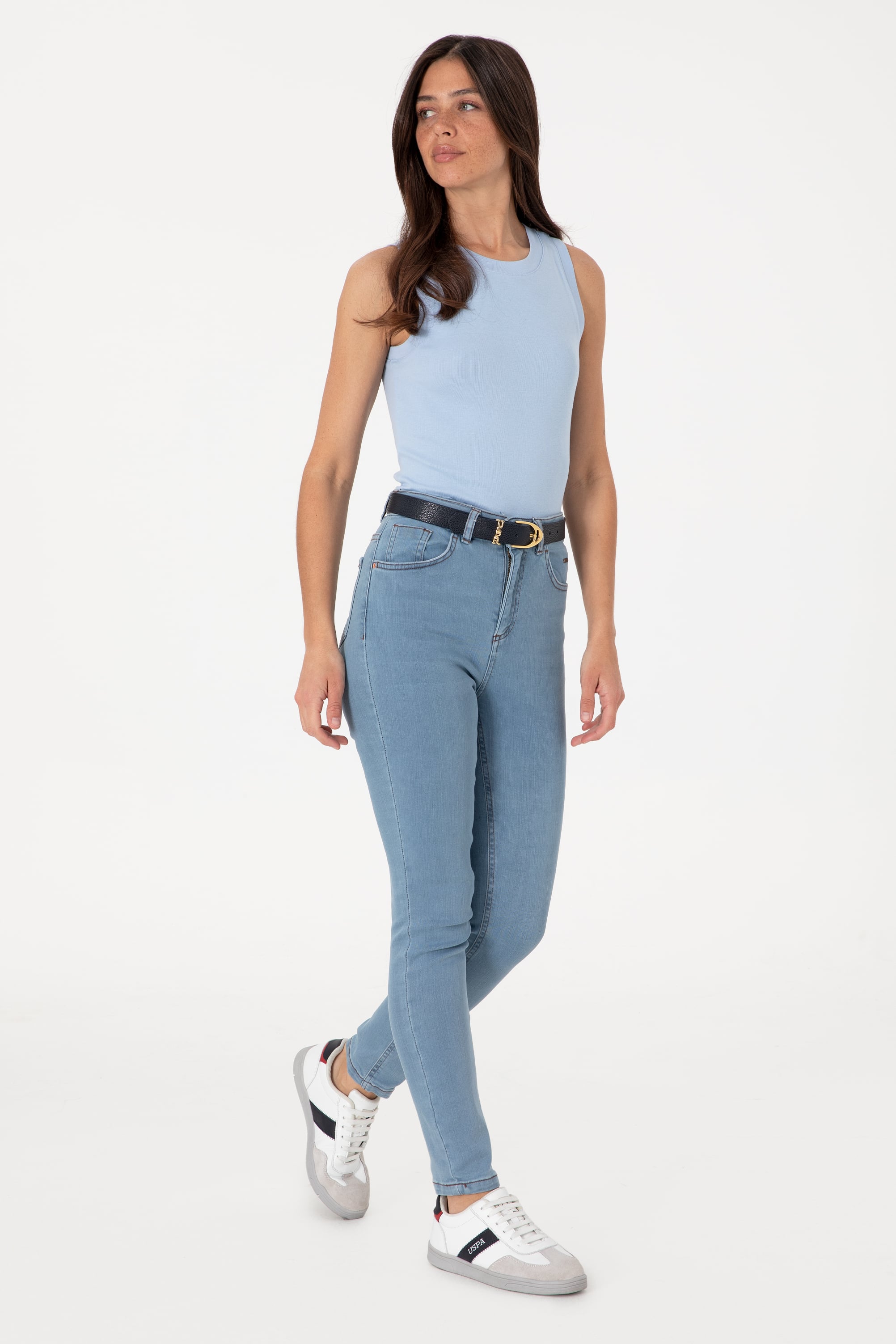 Kadın Açık Mavi Skinny High Waist Fit Pantolon - Image 1