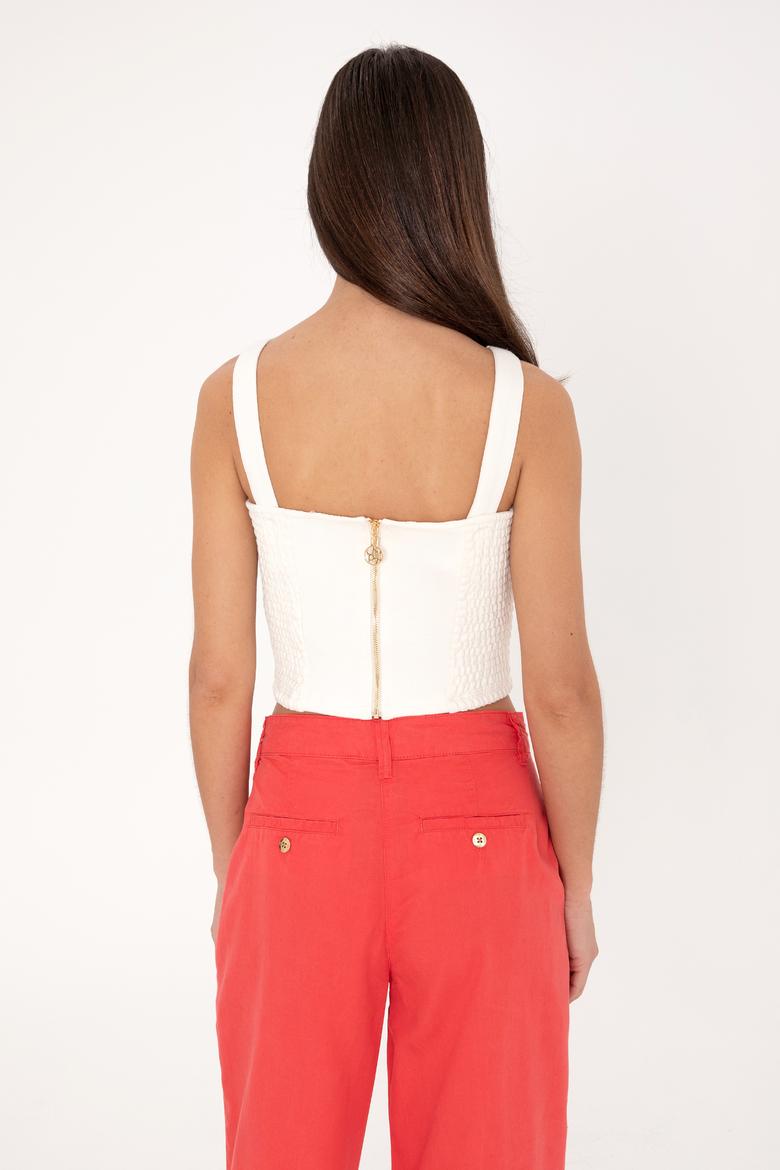 Kadın Krem Kolsuz Bisiklet Yaka Tişört - 50300654013