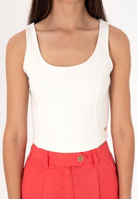 Kadın Krem Kolsuz Bisiklet Yaka Tişört - 50300654013