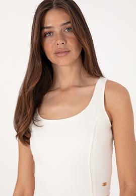 Kadın Krem Kolsuz Bisiklet Yaka Tişört - 50300654013