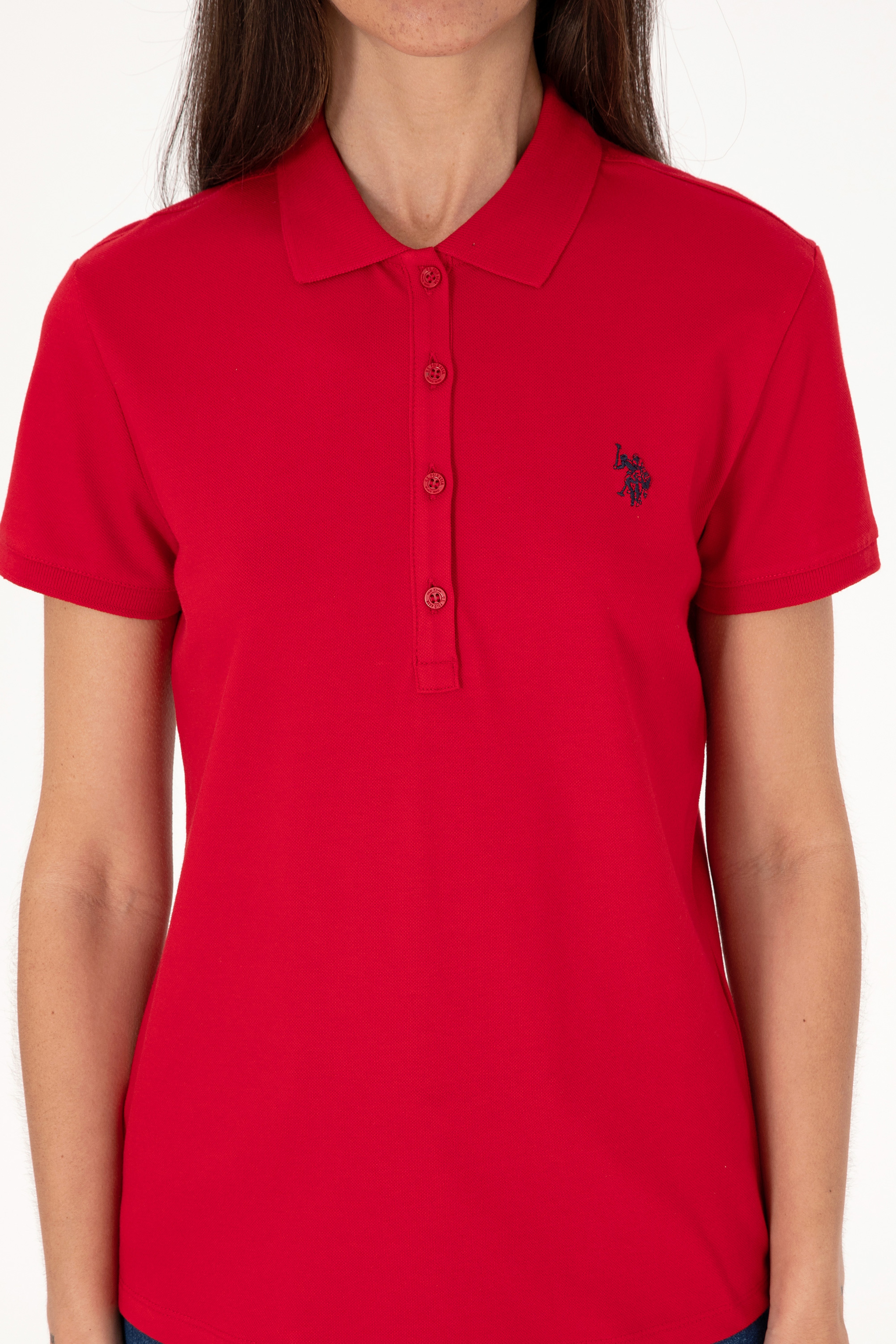 Kadın Kırmızı Basic Polo Yaka Tişört