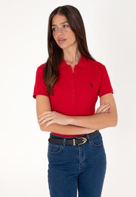 Kadın Kırmızı Basic Polo Yaka Tişört - 50300830036