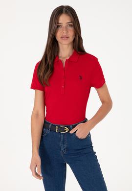 Kadın Kırmızı Basic Polo Yaka Tişört - 50300830036