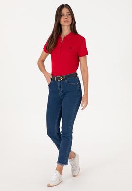 Kadın Kırmızı Basic Polo Yaka Tişört - 50300830036