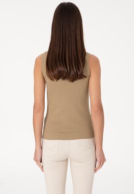 Kadın Haki Kolsuz Bisiklet Yaka Basic Tişört - 50305841007