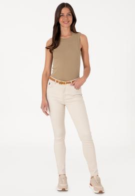 Kadın Haki Kolsuz Bisiklet Yaka Basic Tişört - 50305841007