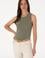 Kadın Koyu Haki Kolsuz Bisiklet Yaka Basic Tişört