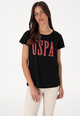 Kadın Siyah Bisiklet Yaka Tişört - 50305842107