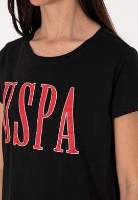 Kadın Siyah Bisiklet Yaka Tişört - 50305842107