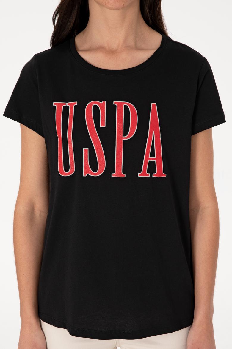 Kadın Siyah Bisiklet Yaka Tişört - 50305842107