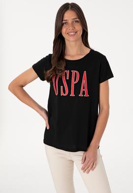 Kadın Siyah Bisiklet Yaka Tişört - 50305842107