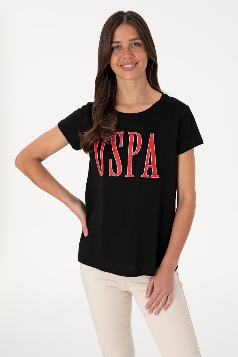 Kadın Siyah Bisiklet Yaka Tişört - 50305842107