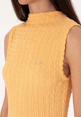 Kadın Turuncu Kolsuz Dik Yaka Tişört - 50300749013