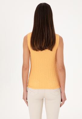 Kadın Turuncu Kolsuz Dik Yaka Tişört - 50300749013