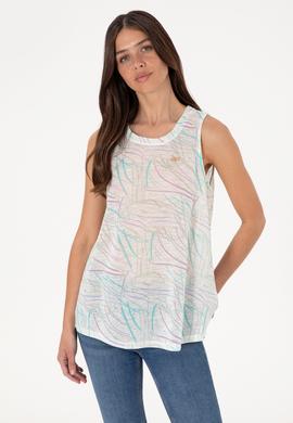 Kadın Aqua Kolsuz Bisiklet Yaka Tişört - 50300782003