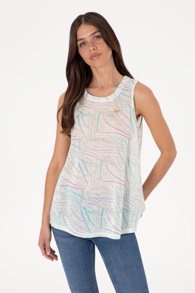 Kadın Aqua Kolsuz Bisiklet Yaka Tişört