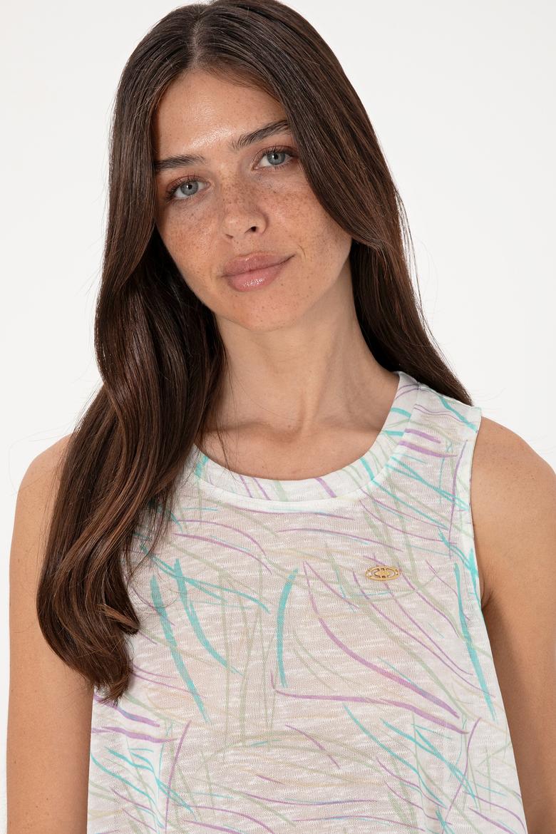 Kadın Aqua Kolsuz Bisiklet Yaka Tişört - 50300782003