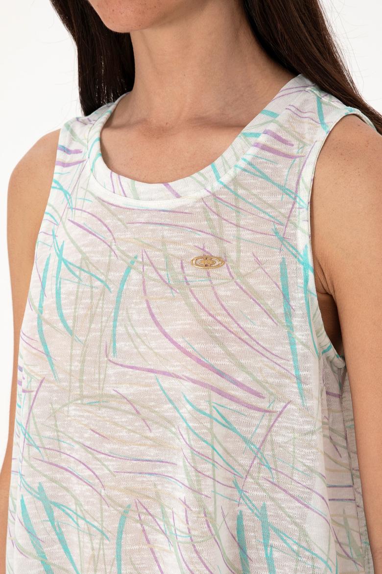 Kadın Aqua Kolsuz Bisiklet Yaka Tişört - 50300782003