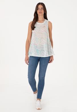 Kadın Aqua Kolsuz Bisiklet Yaka Tişört - 50300782003