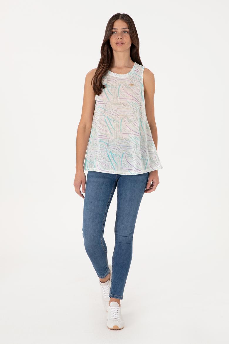 Kadın Aqua Kolsuz Bisiklet Yaka Tişört - 50300782003