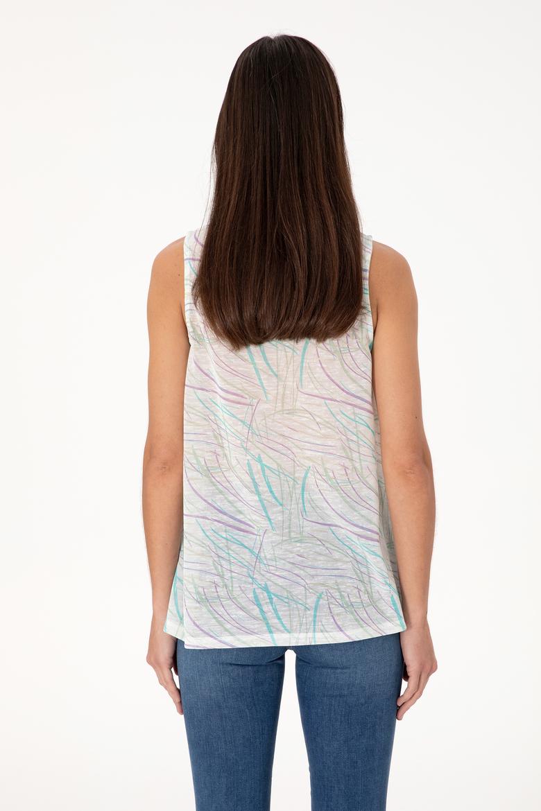 Kadın Aqua Kolsuz Bisiklet Yaka Tişört - 50300782003