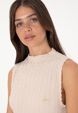 Kadın Taş Kolsuz Dik Yaka Tişört - 50300749023