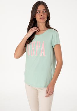 Kadın Su Yeşili Bisiklet Yaka Tişört - 50305842127