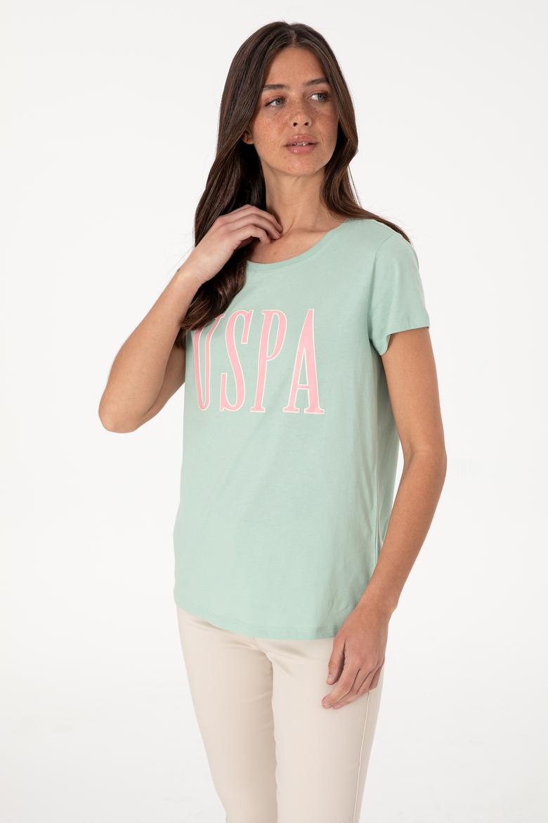 Kadın Su Yeşili Bisiklet Yaka Tişört - 50305842127