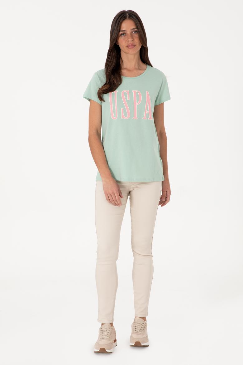 Kadın Su Yeşili Bisiklet Yaka Tişört - 50305842127