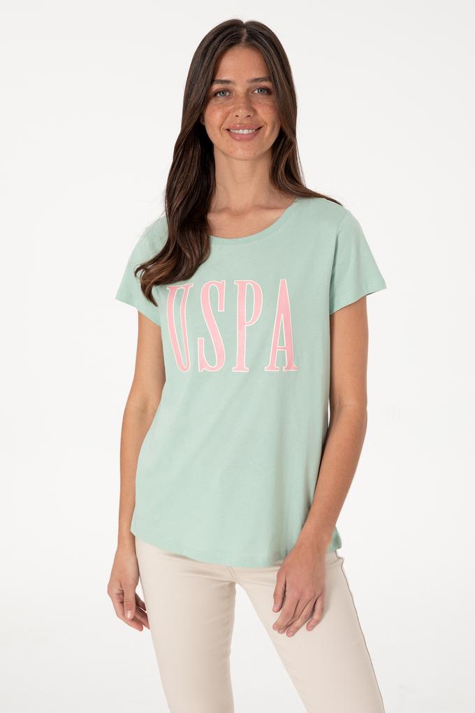 Kadın Su Yeşili Bisiklet Yaka Tişört