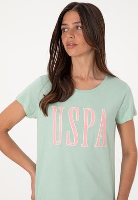 Kadın Su Yeşili Bisiklet Yaka Tişört - 50305842127