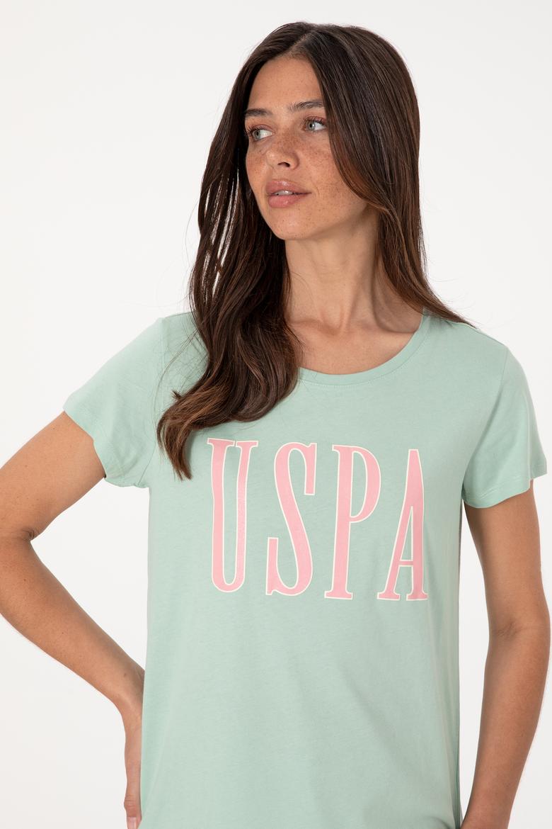 Kadın Su Yeşili Bisiklet Yaka Tişört - 50305842127