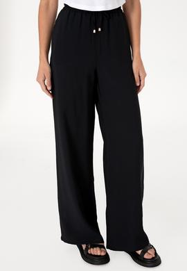 Kadın Siyah Loose Relax Fit Kanvas Pantolon - 50300357049