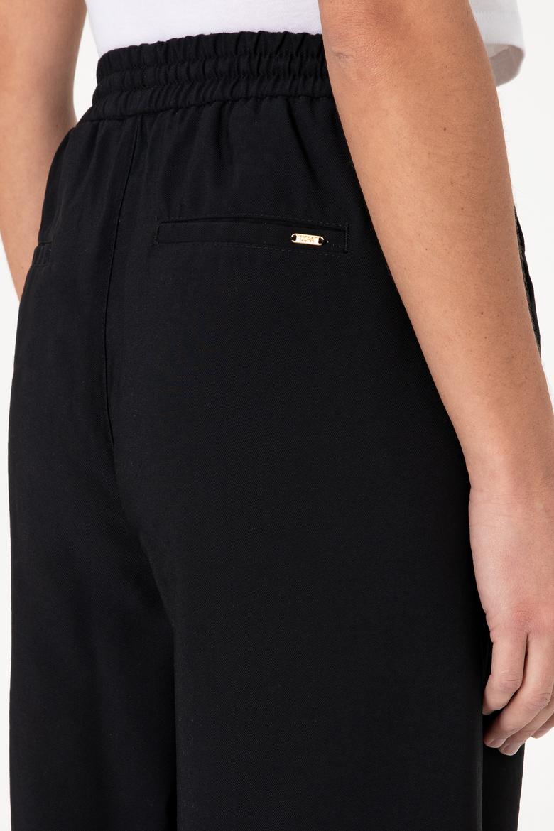 Kadın Siyah Loose Relax Fit Kanvas Pantolon - 50300357049