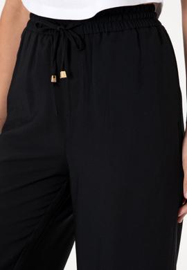 Kadın Siyah Loose Relax Fit Kanvas Pantolon - 50300357049