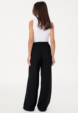 Kadın Siyah Loose Relax Fit Kanvas Pantolon - 50300357049