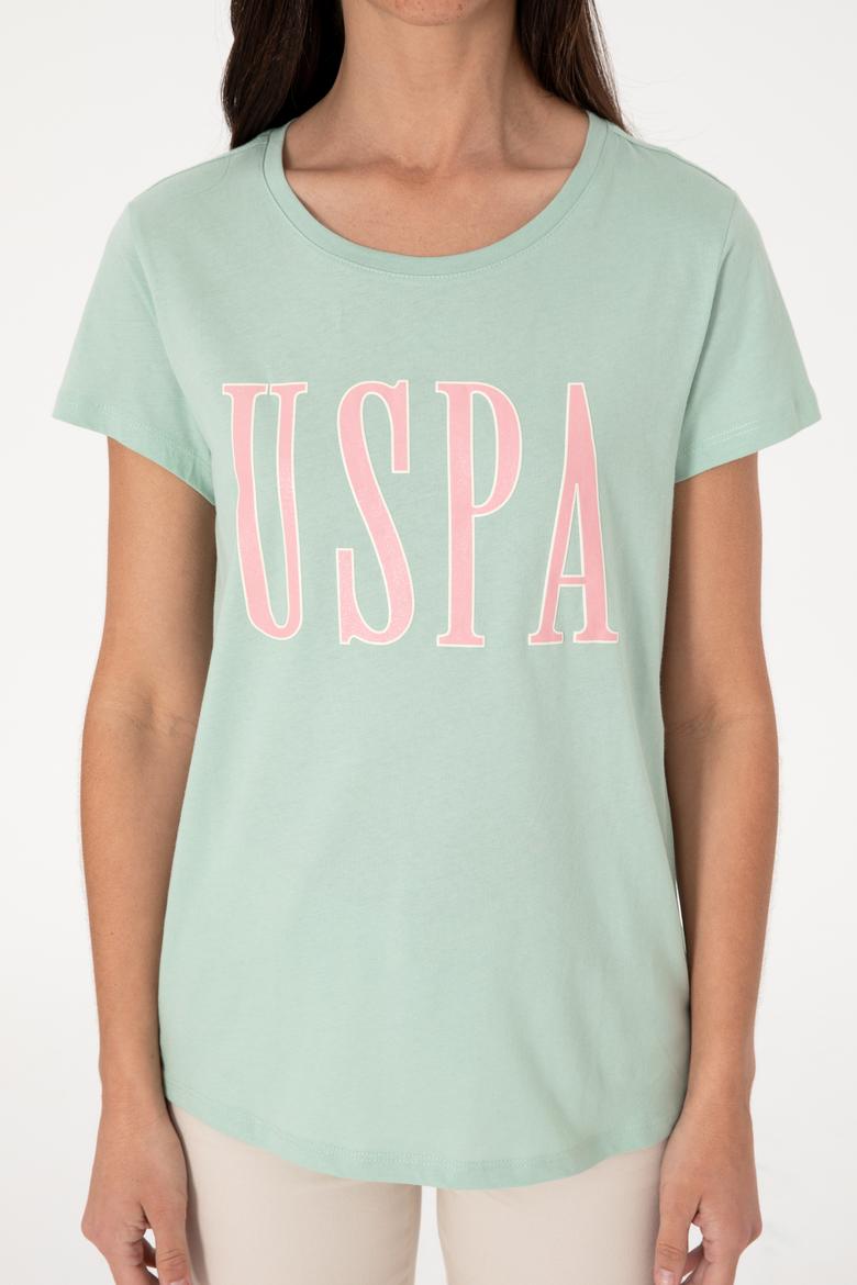 Kadın Su Yeşili Bisiklet Yaka Tişört - 50305842127