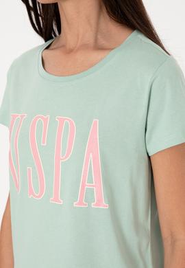 Kadın Su Yeşili Bisiklet Yaka Tişört - 50305842127