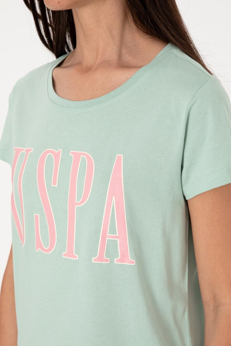 Kadın Su Yeşili Bisiklet Yaka Tişört - 50305842127