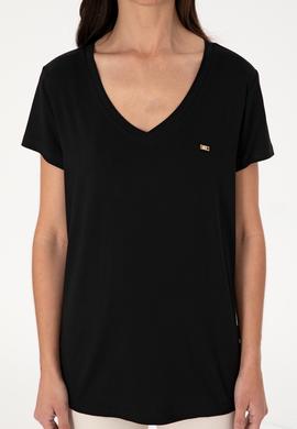 Kadın Siyah Modal Karışımlı V Yaka Basic Tişört - 50305773068
