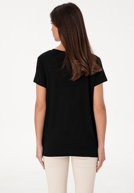Kadın Siyah Modal Karışımlı V Yaka Basic Tişört - 50305773068